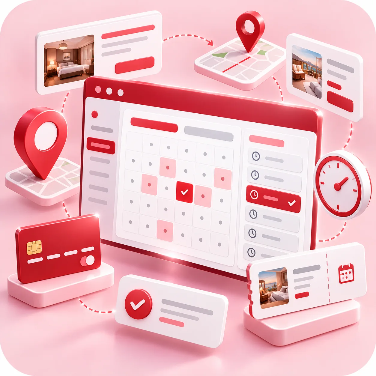 Booking & Reservation Interfaces – Interactive search, filters, schedules, payments and booking management