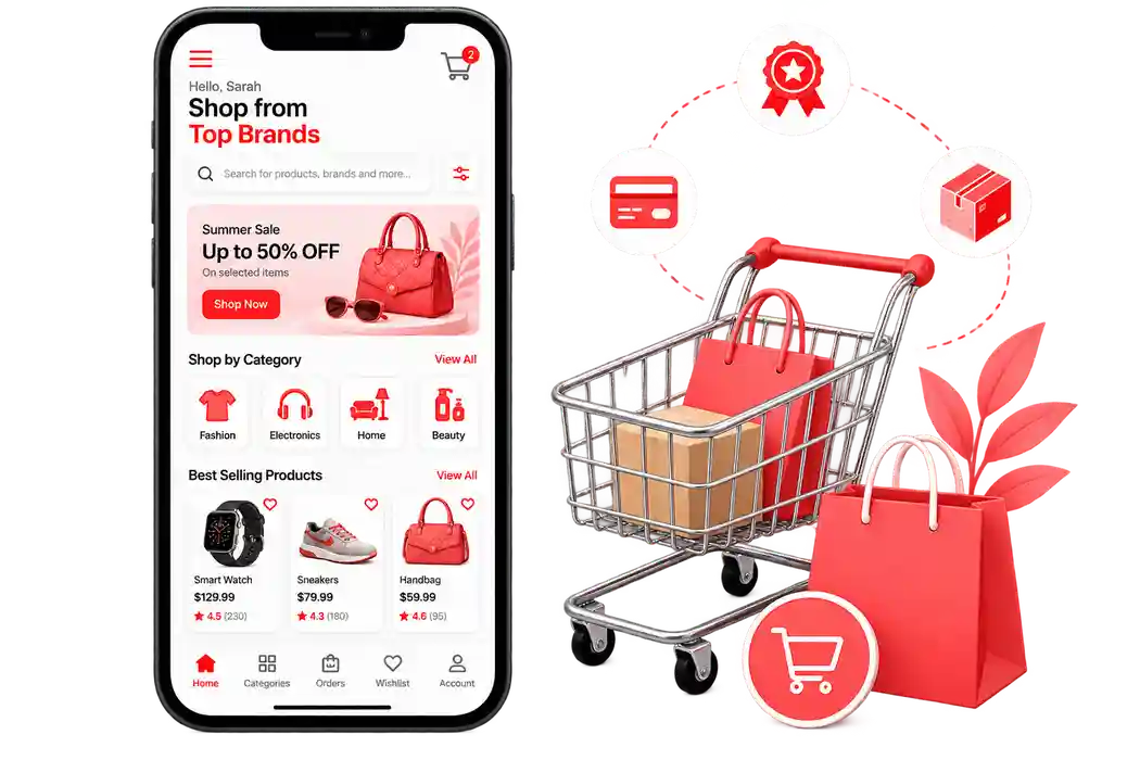 eCommerce Apps – Browse products, make purchases, track orders and receive updates on mobile