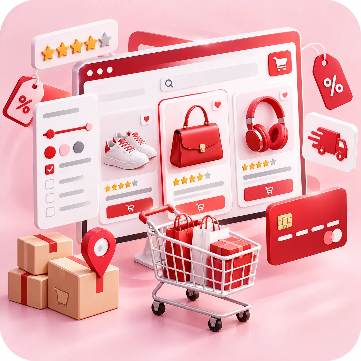 eCommerce Frontends – Product browsing, search, filters, carts, checkout and order management