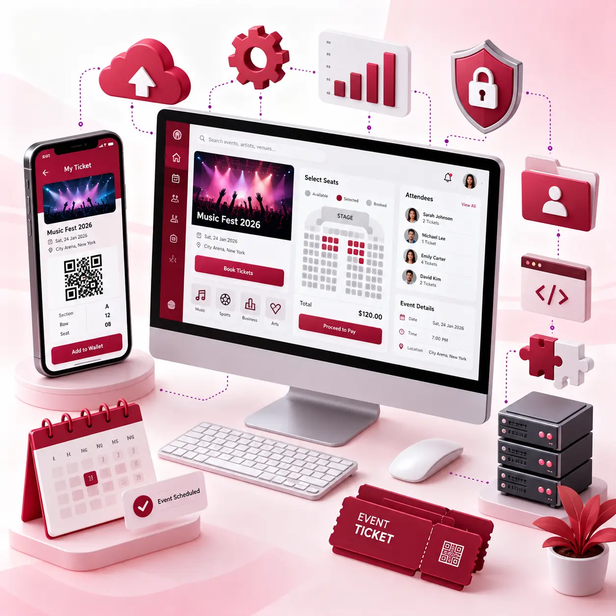 Event & Ticket Booking App Development Services – Custom mobile apps for digital tickets, QR validation, event schedules and attendee engagement