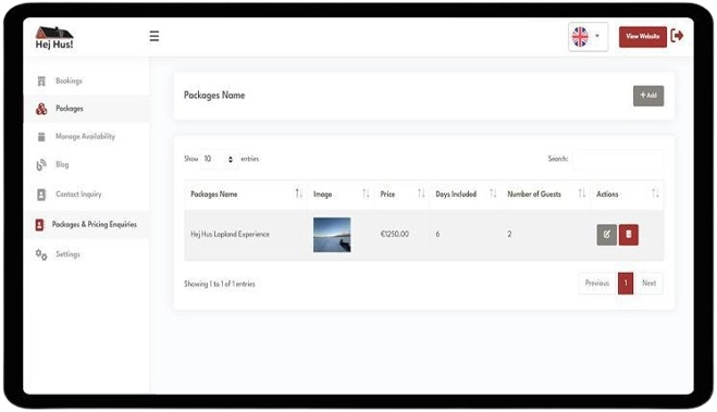 Online hotel reservation request form for holiday home bookings