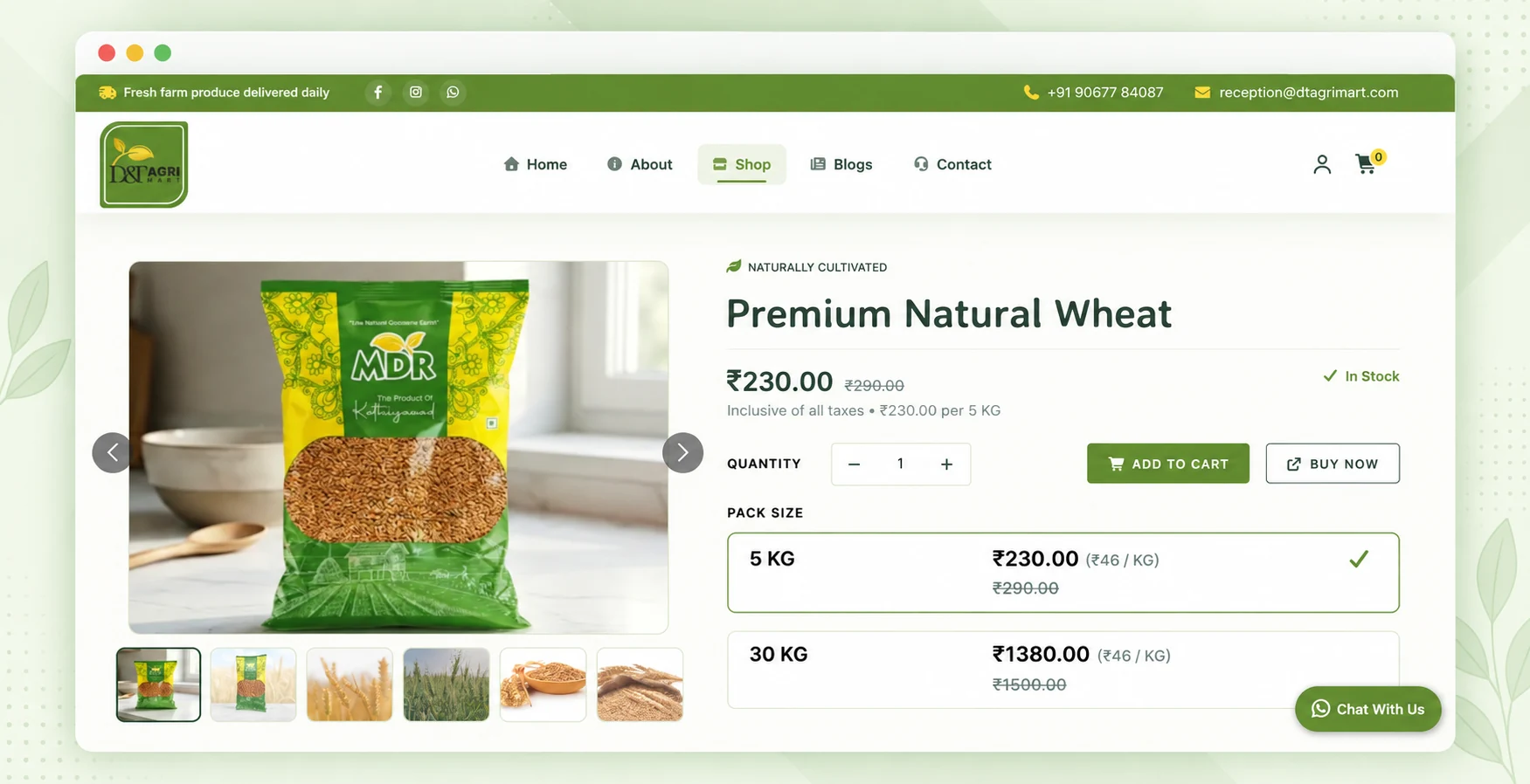 Multiple Pack Sizes & Product Variations – Choose different pack sizes and pricing for the same organic grain