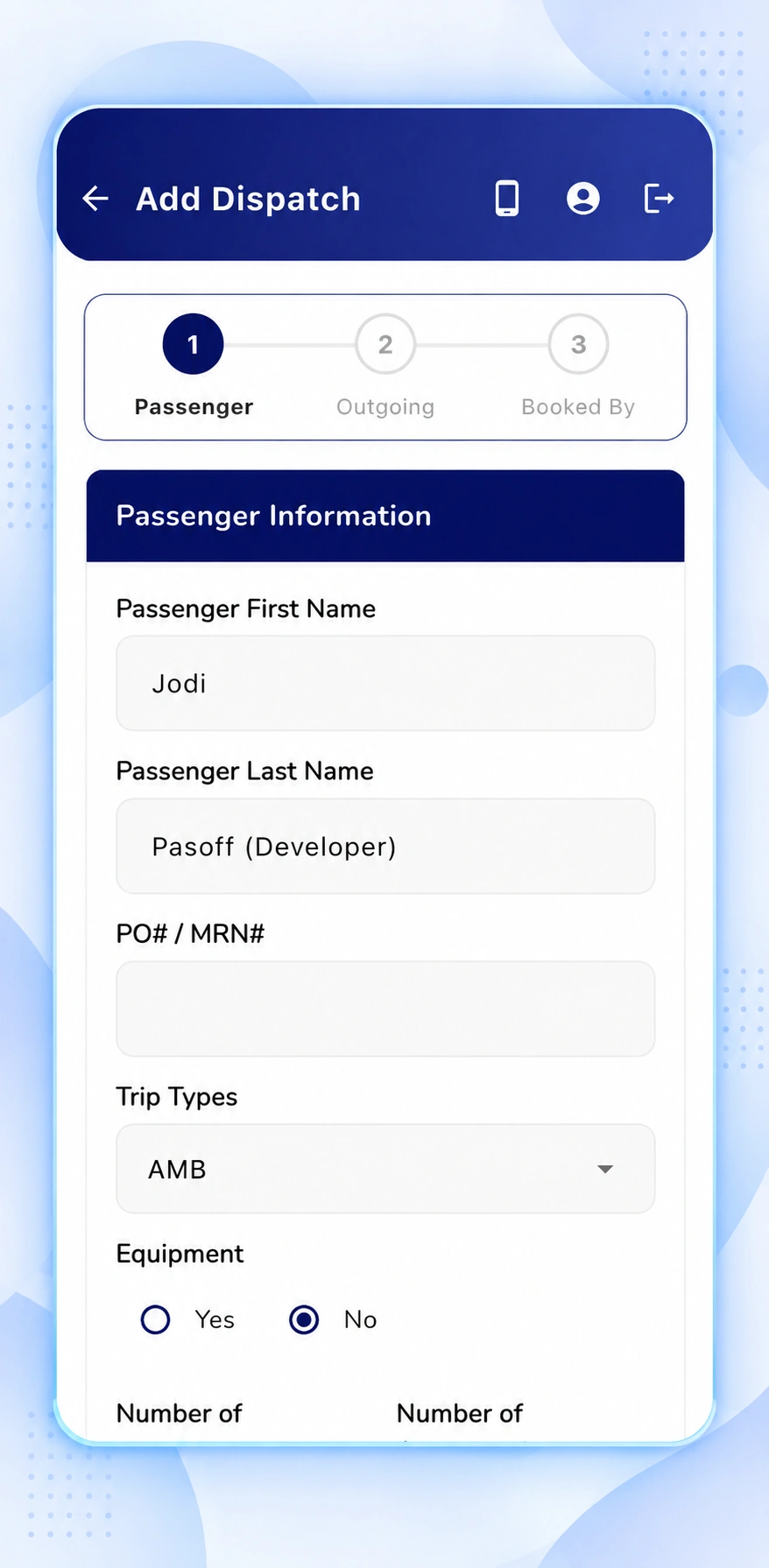 Real-time transportation ride tracking application showing active vehicle location