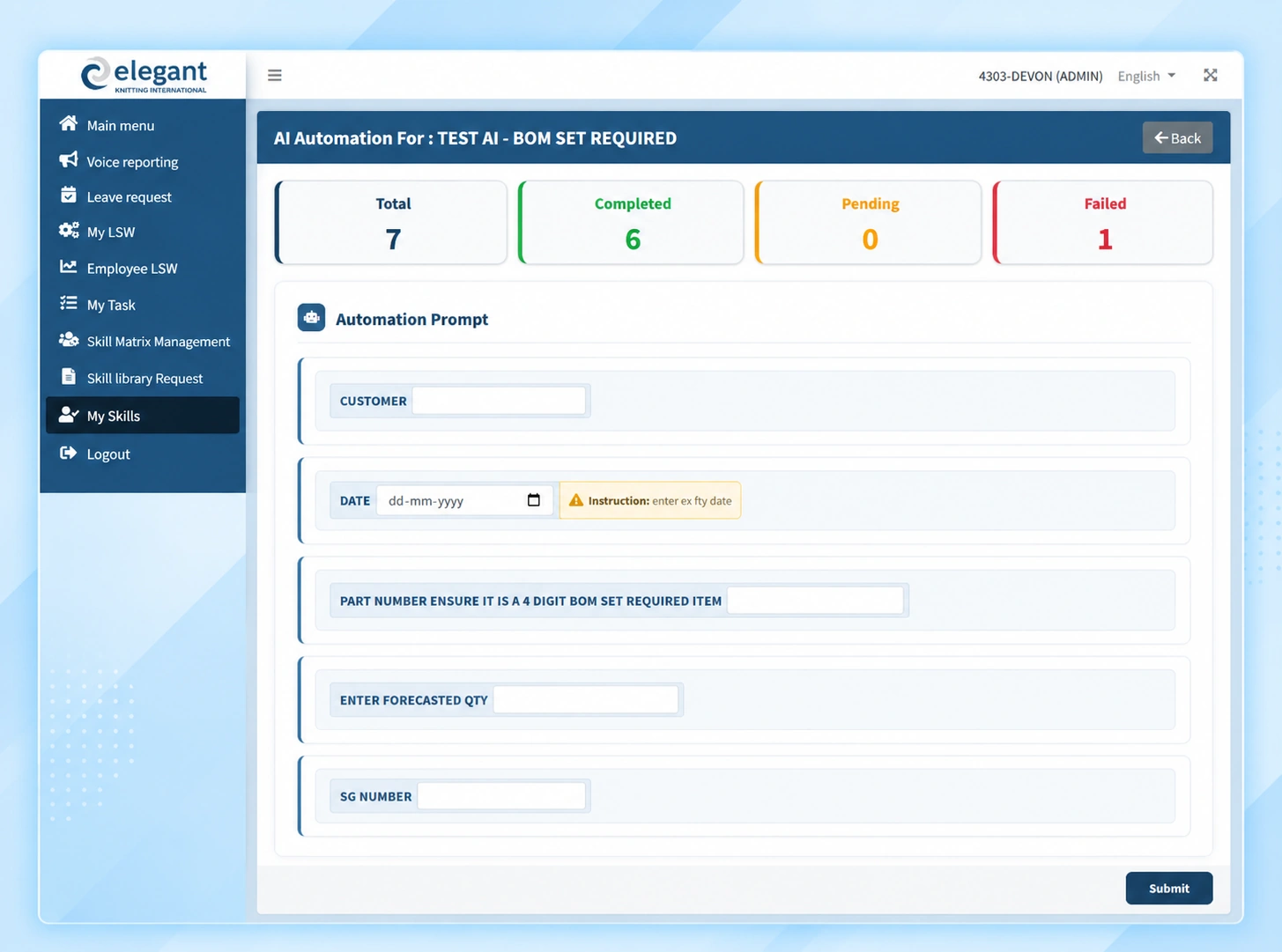 User Provides Required Information – Codex AI-powered desktop automation platform