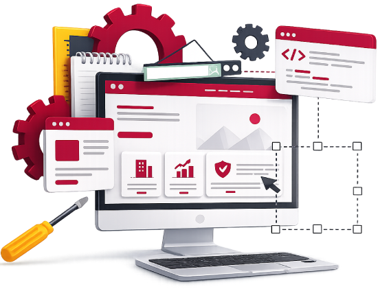 Landing page design and development services illustration for creating high-converting business landing pages