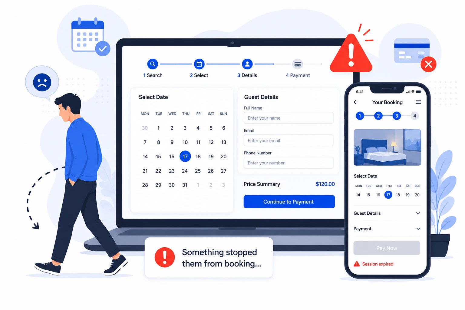 Why your booking website is losing customers before they complete a reservation